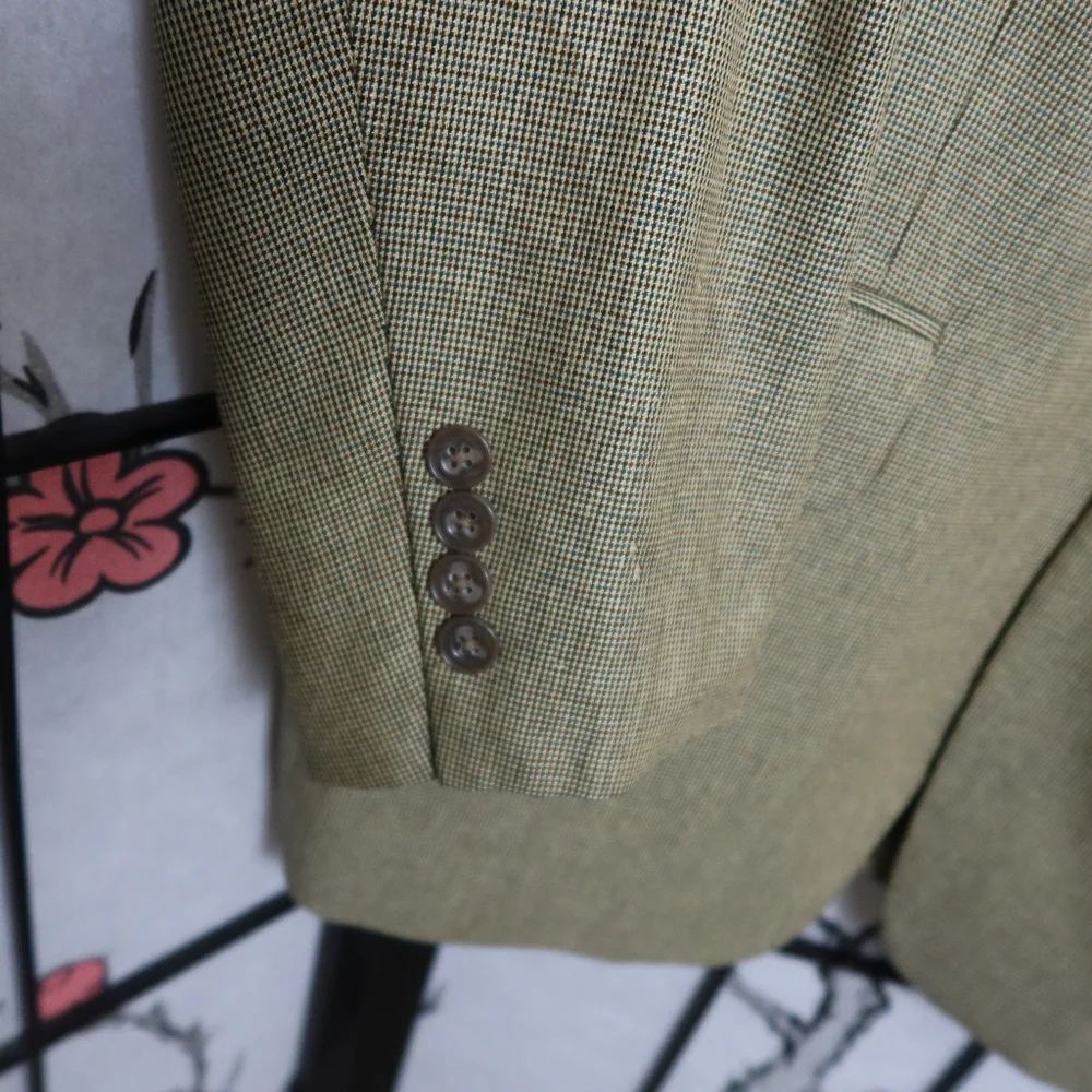 Vintage Club Room Olive Wool Silk Blend Blazer Sports Coat 44R